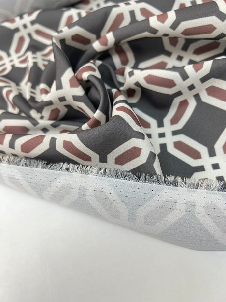 Printed Polyester Geometric Gray Beige