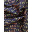 Adewale Stretch Cotton Satin Fabric - Navy, Orange, Green African Print, 58" Width (1 Yard)