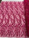 Feather And Vine Beaded Lace Fabric - Feather And Vine Pattern, 54" Width (1 Yard)