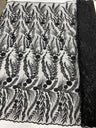 Feather And Vine Beaded Lace Fabric - Feather And Vine Pattern, 54" Width (1 Yard)