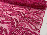 Feather And Vine Beaded Lace Fabric - Feather And Vine Pattern, 54" Width (1 Yard)