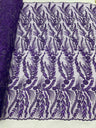 Feather And Vine Beaded Lace Fabric - Feather And Vine Pattern, 54" Width (1 Yard)