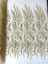 Phoenix Feather Beaded Lace Hand Beaded Lace Fabric - Gold, Hunter Green, Beige, Blush Pink, Ivory, Lavender, Red, Royal Blue, Silver, Black, 54" Width (1 Yard)