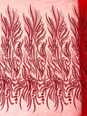 Phoenix Feather Beaded Lace Hand Beaded Lace Fabric - Gold, Hunter Green, Beige, Blush Pink, Ivory, Lavender, Red, Royal Blue, Silver, Black, 54" Width (1 Yard)