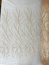 Phoenix Feather Beaded Lace Hand Beaded Lace Fabric - Gold, Hunter Green, Beige, Blush Pink, Ivory, Lavender, Red, Royal Blue, Silver, Black, 54" Width (1 Yard)
