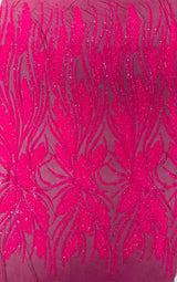 Feather Damask Shiny Sequin Design 4-Way Stretch Mesh Fabric - Damask Pattern, 54" Width (1 Yard)