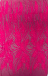 Feather Damask Shiny Sequin Design 4-Way Stretch Mesh Fabric - Damask Pattern, 54" Width (1 Yard)