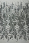 Feather Damask Shiny Sequin Design 4-Way Stretch Mesh Fabric - Damask Pattern, 54" Width (1 Yard)