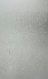 Feather Damask Shiny Sequin Design 4-Way Stretch Mesh Fabric - Damask Pattern, 54" Width (1 Yard)