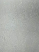 Feather Damask Shiny Sequin Design 4-Way Stretch Mesh Fabric - Damask Pattern, 54" Width (1 Yard)