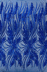 Feather Damask Shiny Sequin Design 4-Way Stretch Mesh Fabric - Damask Pattern, 54" Width (1 Yard)