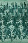 Feather Damask Shiny Sequin Design 4-Way Stretch Mesh Fabric - Damask Pattern, 54" Width (1 Yard)