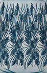 Feather Damask Shiny Sequin Design 4-Way Stretch Mesh Fabric - Damask Pattern, 54" Width (1 Yard)