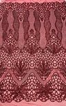 Feather Damask Sequin Design 4 Way Stretch Mesh Fabric - Floral Damask, Iridescent Sequins, 4 Way Stretch, 1 Yard