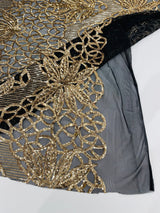 Feather Damask Sequin Design 4 Way Stretch Mesh Fabric - Floral Damask, Iridescent Sequins, 4 Way Stretch, 1 Yard