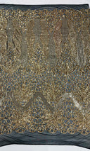 Feather Damask Sequin Design 4 Way Stretch Mesh Fabric - Floral Damask, Iridescent Sequins, 4 Way Stretch, 1 Yard