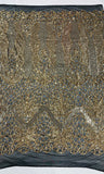 Feather Damask Sequin Design 4 Way Stretch Mesh Fabric - Floral Damask, Iridescent Sequins, 4 Way Stretch, 1 Yard
