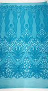 Feather Damask Sequin Design 4 Way Stretch Mesh Fabric - Floral Damask, Iridescent Sequins, 4 Way Stretch, 1 Yard