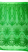 Feather Damask Sequin Design 4 Way Stretch Mesh Fabric - Floral Damask, Iridescent Sequins, 4 Way Stretch, 1 Yard
