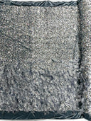 Feather Sequin Velvet Fabric - Feather And Sequin Design, 54" Width (1 Yard)