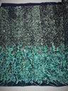Feather Sequin Velvet Fabric - Feather And Sequin Design, 54" Width (1 Yard)