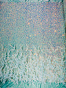 Feather Sequin Velvet Fabric - Feather And Sequin Design, 54" Width (1 Yard)
