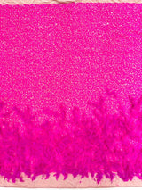 Feather Sequin Velvet Fabric - Feather And Sequin Design, 54" Width (1 Yard)