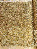 Feather Sequin Velvet Fabric - Feather And Sequin Design, 54" Width (1 Yard)