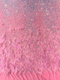 Feather Sequin Velvet Fabric - Feather And Sequin Design, 54" Width (1 Yard)