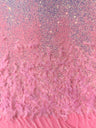 Feather Sequin Velvet Fabric - Feather And Sequin Design, 54" Width (1 Yard)