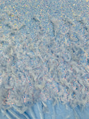 Feather Sequin Velvet Fabric - Feather And Sequin Design, 54" Width (1 Yard)
