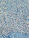 Feather Sequin Velvet Fabric - Feather And Sequin Design, 54" Width (1 Yard)