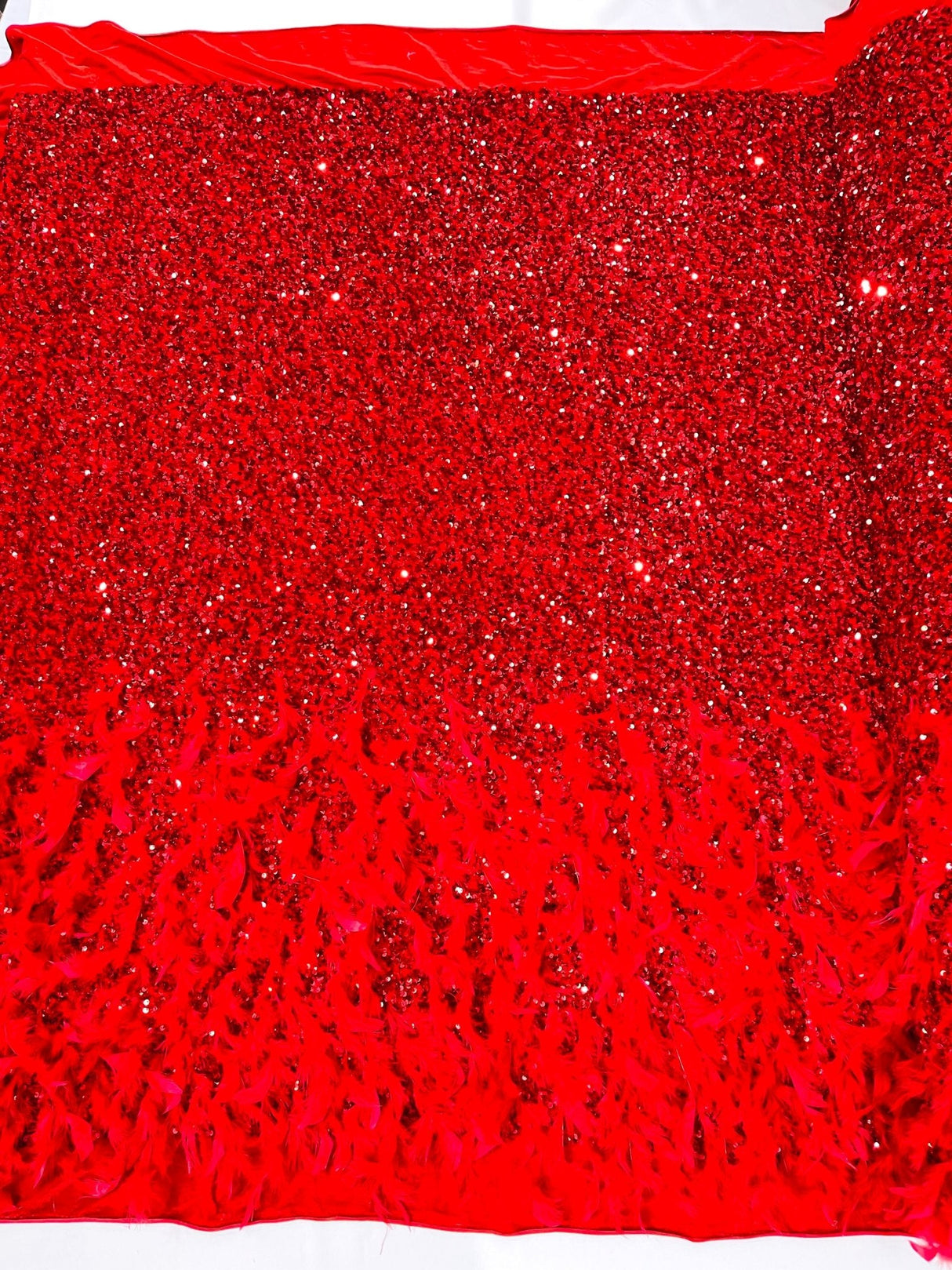 Feather Sequin Velvet Fabric - Feather And Sequin Design, 54" Width (1 Yard)