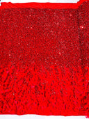 Feather Sequin Velvet Fabric - Feather And Sequin Design, 54" Width (1 Yard)