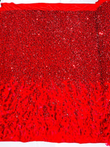 Feather Sequin Velvet Fabric - Feather And Sequin Design, 54" Width (1 Yard)