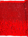 Feather Sequin Velvet Fabric - Feather And Sequin Design, 54" Width (1 Yard)