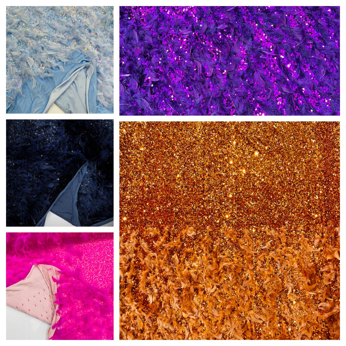 Feather Sequin Velvet Fabric - Feather And Sequin Design, 54" Width (1 Yard)