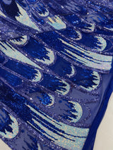 Feather Wing Sequin Fabric - Iridescent Feather Damask, 54" Width (1 Yard)