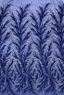 Feather Wing Shiny Sequin Mesh Fabric - Feather Wing Sequin Design, 54" Width (1 Yard)