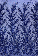 Feather Wing Shiny Sequin Mesh Fabric - Feather Wing Sequin Design, 54" Width (1 Yard)