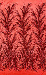 Feather Wing Shiny Sequin Mesh Fabric - Feather Wing Sequin Design, 54" Width (1 Yard)