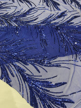 Feather Wing Shiny Sequin Mesh Fabric - Feather Wing Sequin Design, 54" Width (1 Yard)