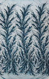 Feather Wing Shiny Sequin Mesh Fabric - Feather Wing Sequin Design, 54" Width (1 Yard)