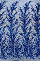Feather Wing Shiny Sequin Mesh Fabric - Feather Wing Sequin Design, 54" Width (1 Yard)