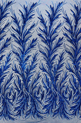Feather Wing Shiny Sequin Mesh Fabric - Feather Wing Sequin Design, 54" Width (1 Yard)