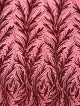 Feather Wing Shiny Sequin Mesh Fabric - Feather Wing Sequin Design, 54" Width (1 Yard)