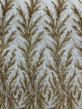 Feather Wing Shiny Sequin Mesh Fabric - Feather Wing Sequin Design, 54" Width (1 Yard)