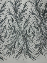 Feather Wing Shiny Sequin Mesh Fabric - Feather Wing Sequin Design, 54" Width (1 Yard)