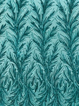 Feather Wing Shiny Sequin Mesh Fabric - Feather Wing Sequin Design, 54" Width (1 Yard)
