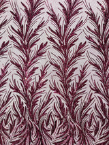 Feather Wing Shiny Sequin Mesh Fabric - Feather Wing Sequin Design, 54" Width (1 Yard)
